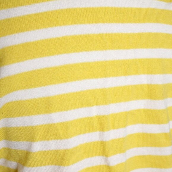 Liz Claiborne 100%  Cotton Yellow White Stripe Cardigan Sweater Size S - Picture 6 of 16